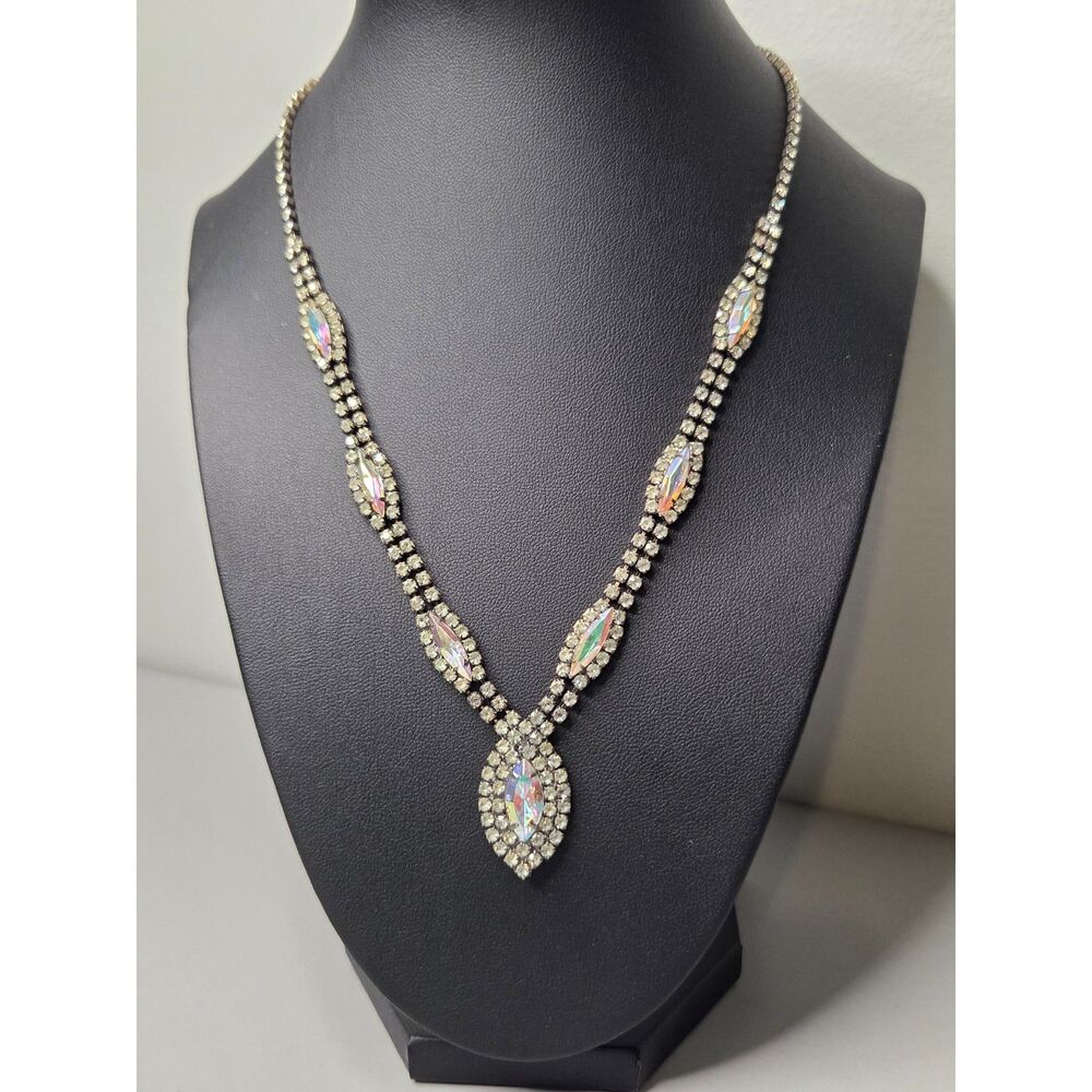 Vintage Marquise AB Rhinestone Necklace